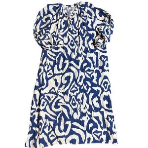 Blue White MuuMuu Style Maxi Dress Abstract Print Kaftan by ONE Resort Cruise